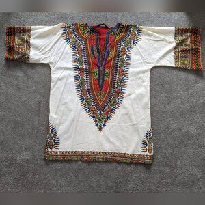 Traditional African t-shirt white men's Medium